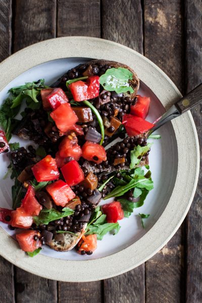 Braised Lentils on Toast