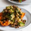 Vegan Beef and Zucchini Stuffed Sweet Potatoes