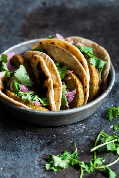 Bombay Wraps with Apple Raisin Chutney & Quick Pickled Onions