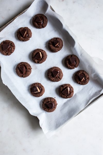 Salted Chocolate Peanut Butter Cup Thumbprints