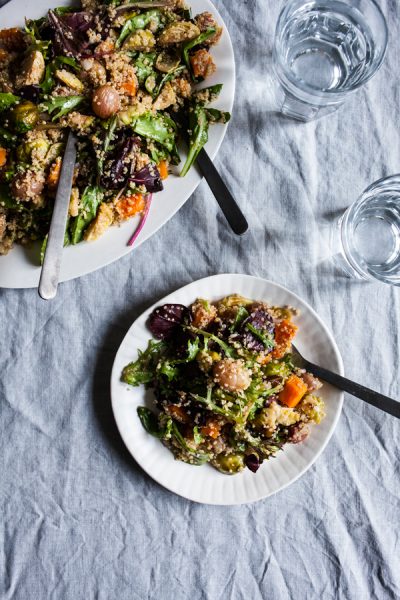 Roasted Brussels Sprout, Butternut Squash & Grape Salad with Quinoa