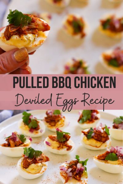 Pulled BBQ Chicken Deviled Eggs