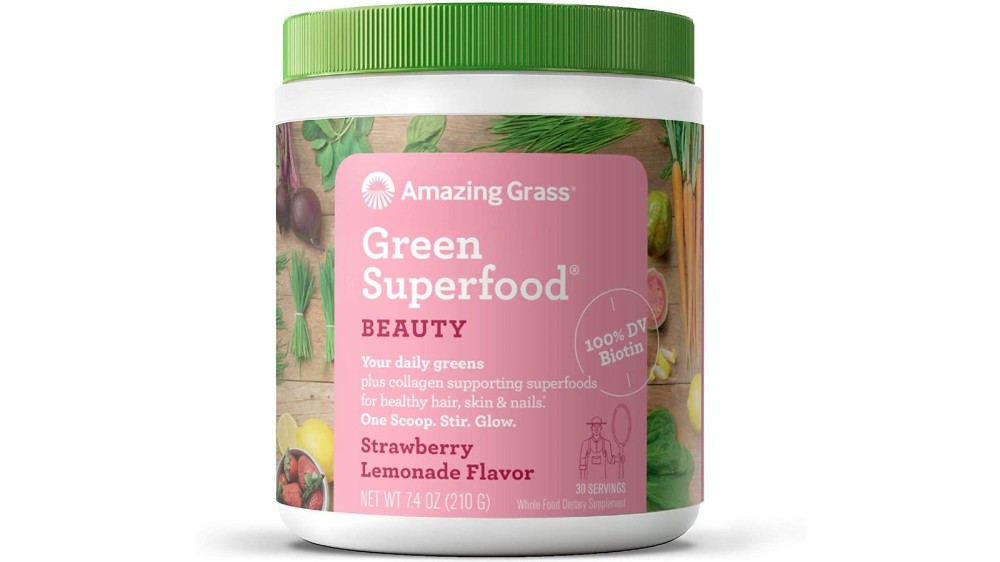 a container of Amazing Grass Green Superfood powder