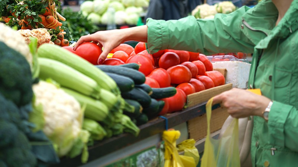 Someone shopping for seasonal produce.